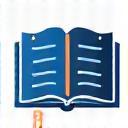 Icon: Gesetzbuch oder Dokument mit einem Stempel oder Haken