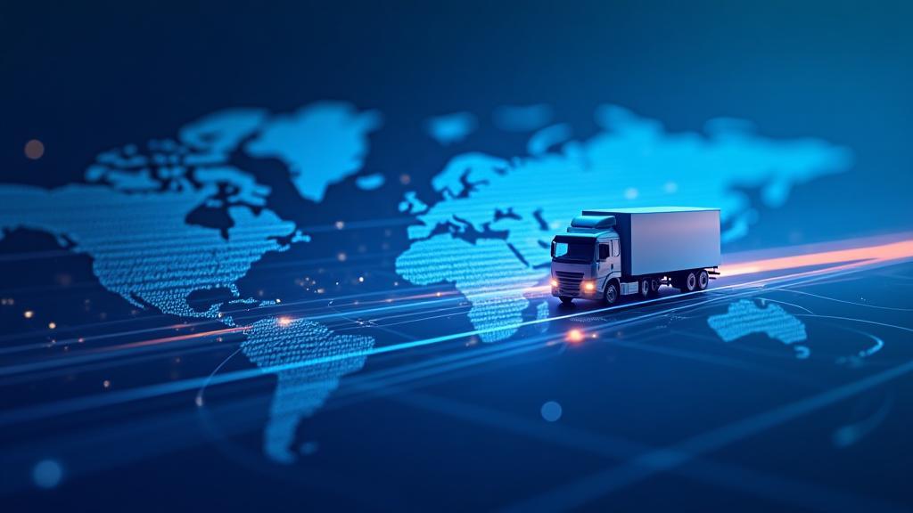 Eine moderne Darstellung von Logistik und Datenaustausch, symbolisiert die Vision von EuroMaut Consulting.